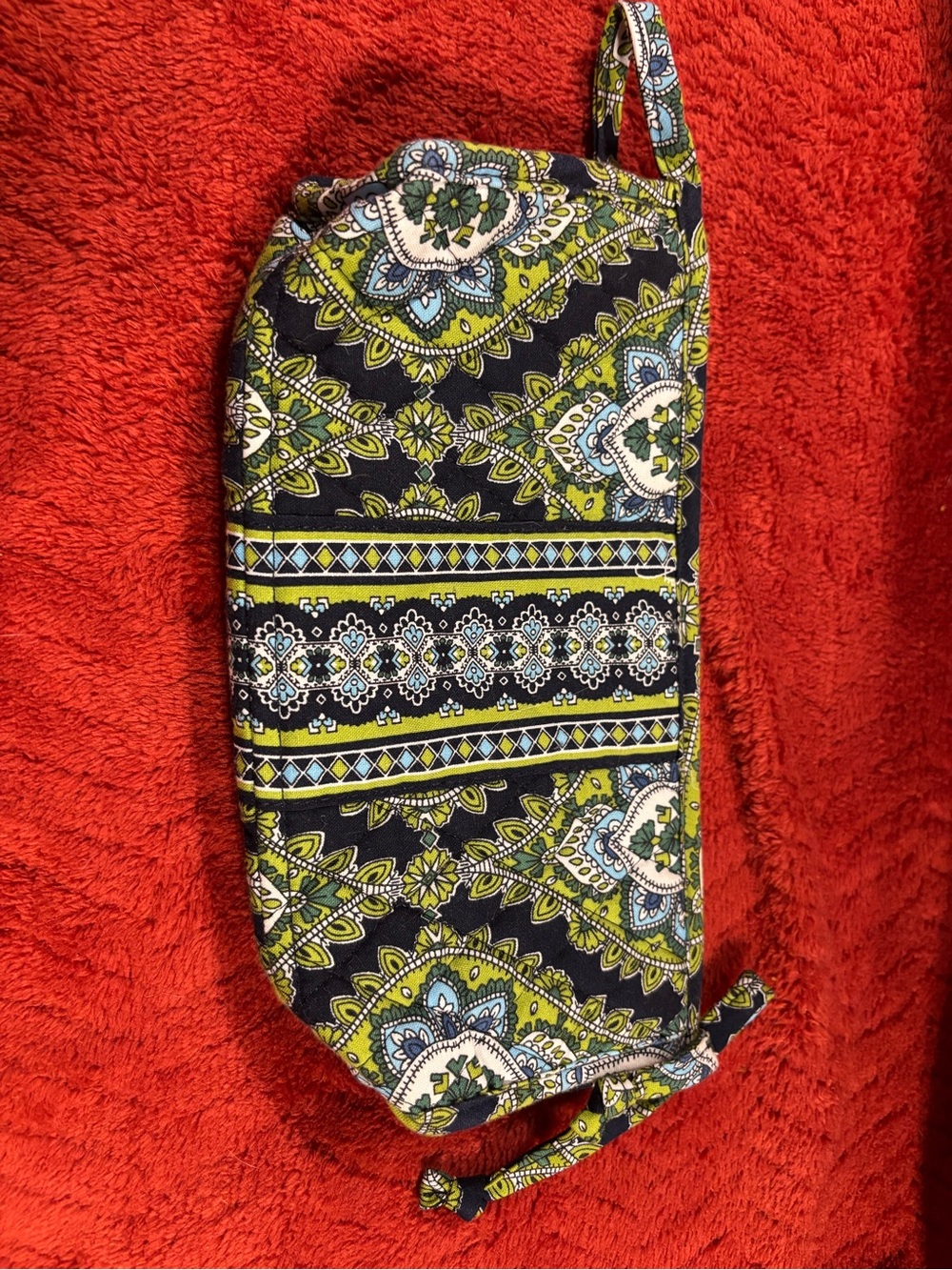 Vera Bradley Black, Green & Blue Paisley Cosmetic Wristlet